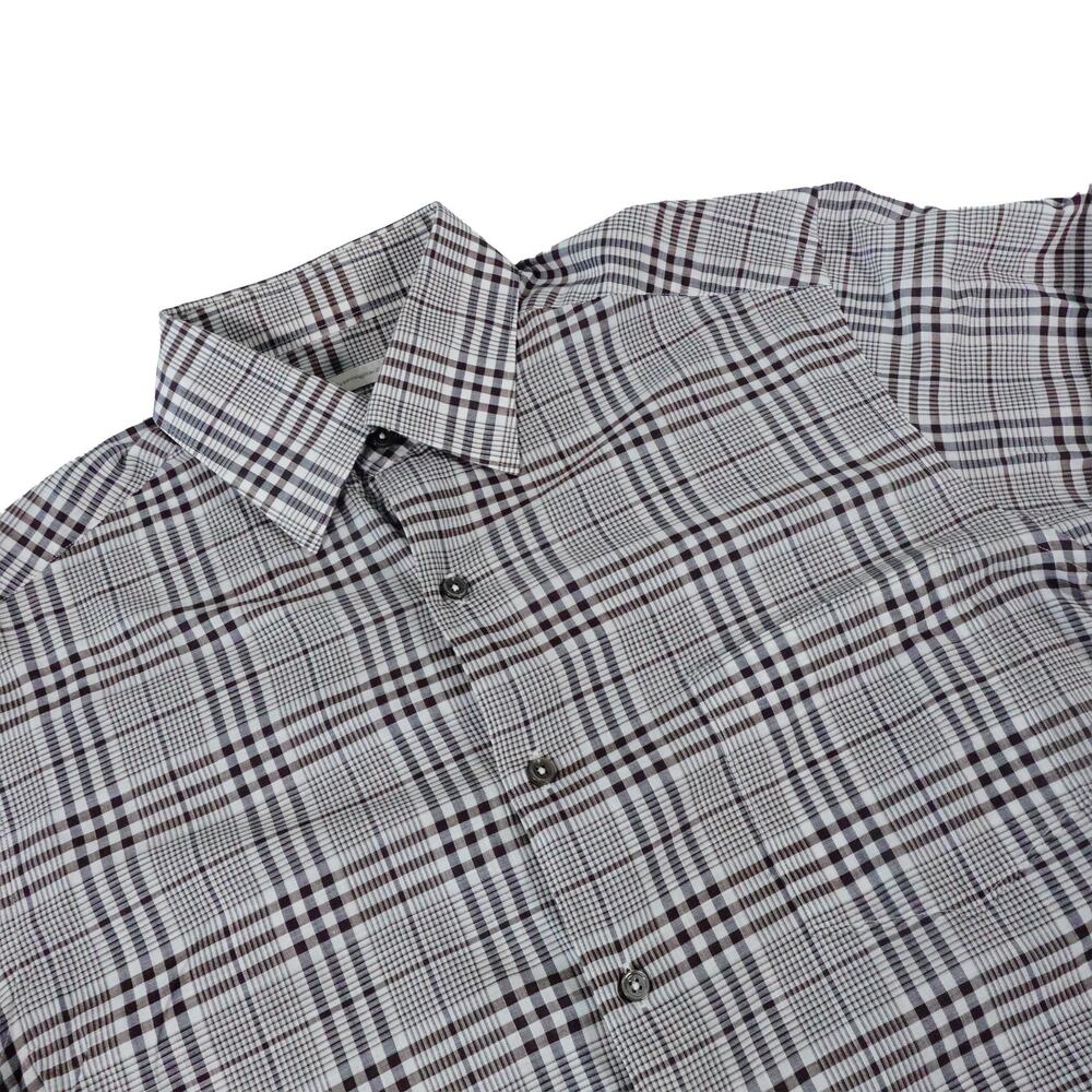Ermenegildo Zegna Check Brown Gray Button Up Long Sleeve Shirt Large